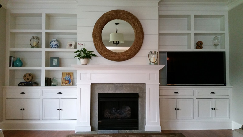 Built-In Wall Unit with Fireplace Mantle