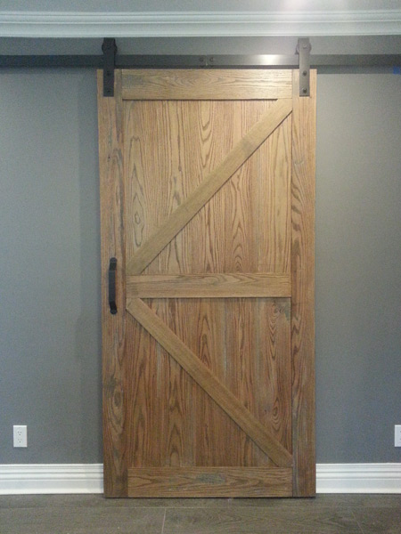 Distressed Red Oak Barn Door Slider